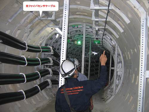 写真:高圧送電ケーブル地下トンネル火災検知